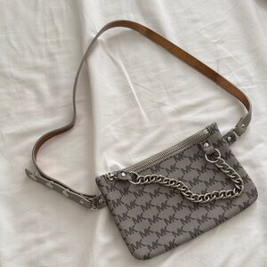 Michael Kors Monogram Crossbody Bag in Gray and Brown